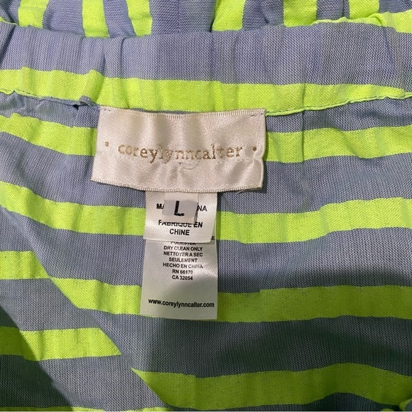 Corey Lynn Calter Anthropologie Bayside Off Shoulder Dress Green Striped Size L - Picture 5 of 11